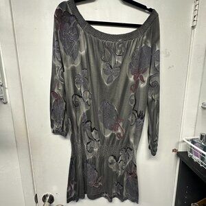 Vintage M. Rena Long Floral Banded Top Shirt One Size Long Sleeve